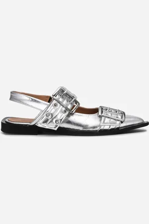Ganni | Feminine Buckle Ballerina sandals 36 - Metallic