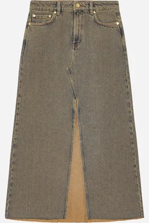 Ganni | Overdyed Heavy Denim Maxi Skirt | skirts 34 - Shitake