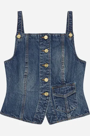 Ganni Heavy Washed Denim Top | | tops 36 - Mid Vintage