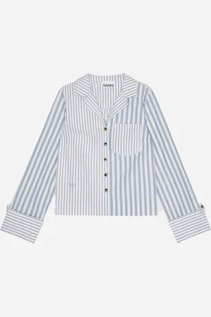 Ganni Stripe Cotton Shirt | Shirt | NAKED CPH 40 - Egret