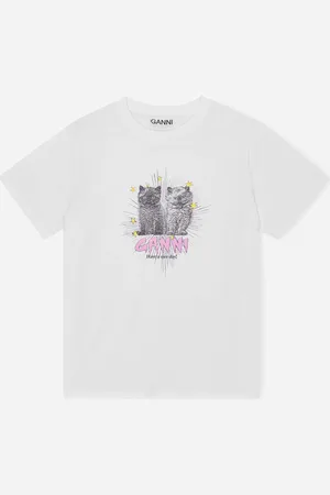 Ganni | Basic Jersey Kittens Relaxed T-shirt | tee | NAKED Copenhagen S - Bright
