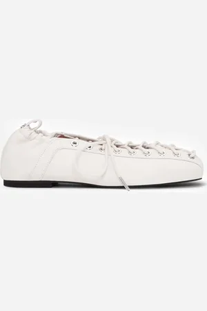 Ganni Lace Up Ballerina | Sandals 35 - Egret