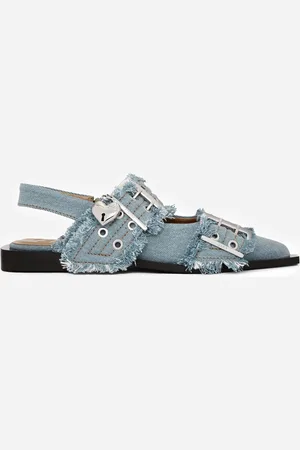 Ganni | Feminine Buckle Ballerina Sandals 35 - Faded Denim