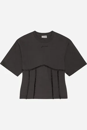 Ganni | Heavy Cotton Tie Back T-shirt | tee M - Phantom