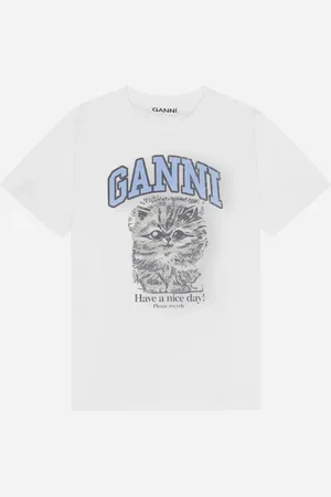 Ganni Basic Jersey Kitty Margot Relaxed T-shirt XS - Bright