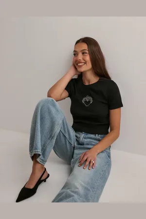 ONLY - Onlkira S/S Bling O-Neck Short Top