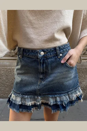 Nelly - Mini Frill Jeans Skirt