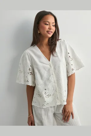 SELECTED - Slfdahlia Ss Broderi Shirt Noos
