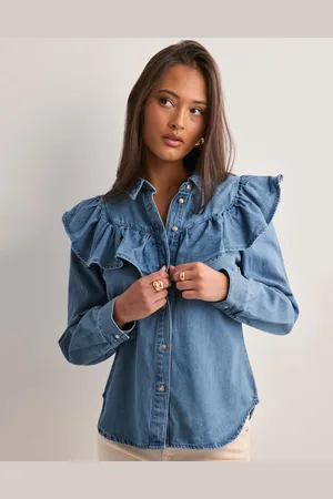 ONLY - Onlindigo Ls Frill Dnm Shirt Qyt No