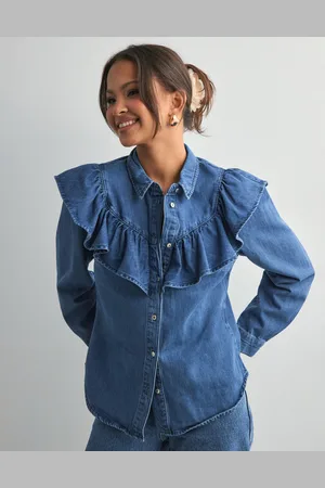 ONLY - Onlindigo Ls Frill Dnm Shirt Qyt No