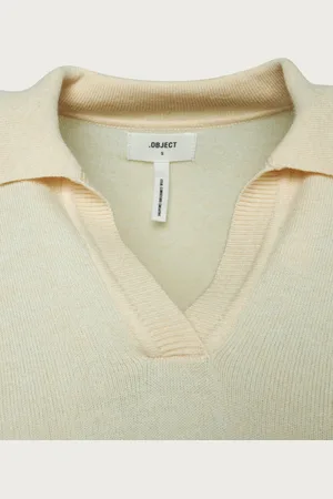 Object - Objthess L/S V-Neck Knit Polo Noos