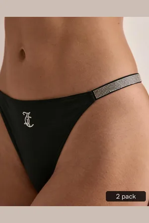Juicy Couture - Diamante Tape Logo Thong 2 Pack