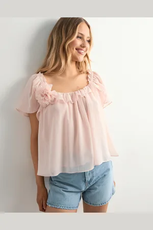 VERO MODA - Vmcille Ss Flower Top Wvn Exp