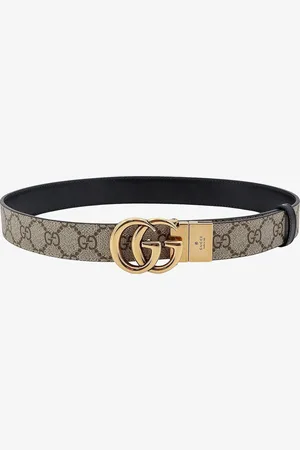 Gucci Reversible gg supreme fabric and leather belt - - gender_Woman