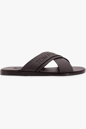 Tom Ford Leather sandals with perforated logo detail - - gender_Man