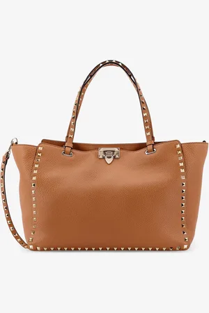 VALENTINO GARAVANI Hammered leather shoulder bag with iconic studs, metal hook closure and removable shoulder strap - - gender_Woman