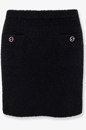 Gucci Wool skirt with bouclé effect, mini lenght and pockets with ribbed profiles and gg enamelled buttons - - gender_Woman