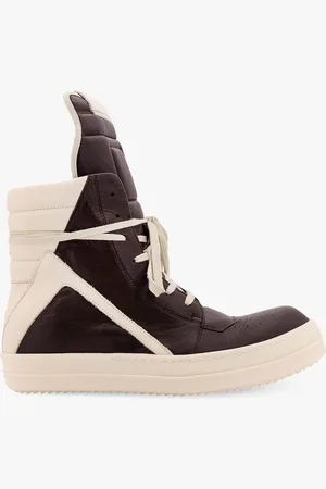 Rick Owens Geobasket leather sneakers with maxi tongue - - gender_Man