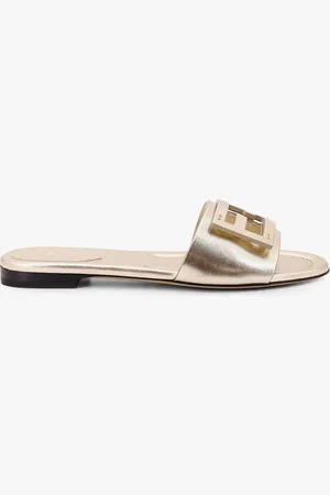 Fendi Laminated leather sandals with logo on the front - - gender_Woman