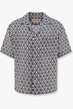 VALENTINO Linen shirt with toute la v all-over print - - gender_Man