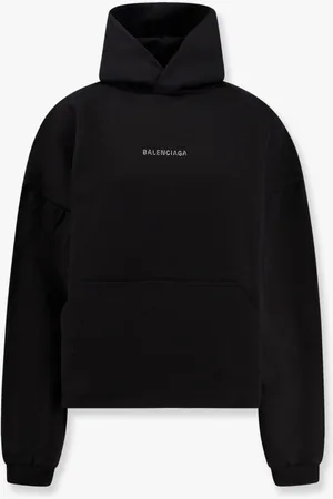 Balenciaga Cropped cotton sweatshirt with rhinestones logo - - gender_Woman