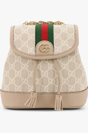 Gucci Mini ophidia gg supreme fabric and leather backpack with frontal web band - - gender_Woman