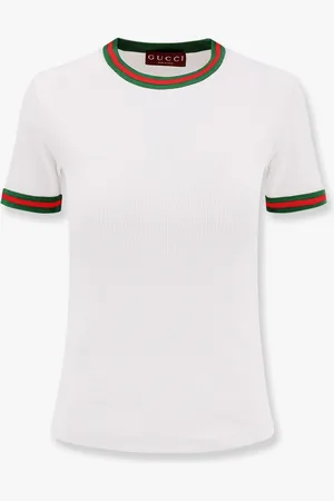 Gucci Ribbed cotton t-shirt with web details - - gender_Woman