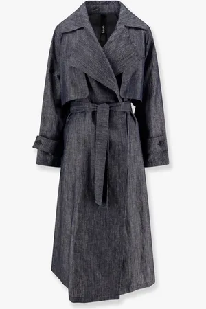 HEVO Margherita linen and cotton trench coat with denim effect - - gender_Woman