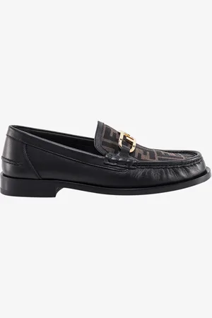 Fendi Leather loafer with ff print insert - - gender_Man