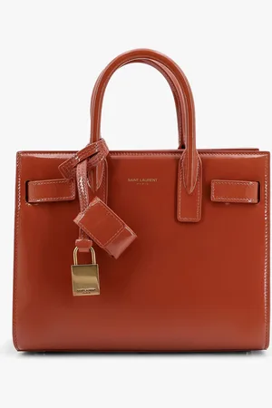 Saint Laurent Sac de jour nano patent leather handbag with metal padlock - - gender_Woman