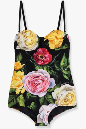 Dolce & Gabbana Multicolor nylon one-piece swimsuit with canvas clutch - - gender_Woman