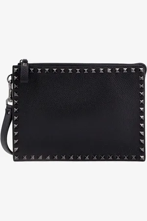 VALENTINO GARAVANI Leather clutch with iconic studs - - gender_Man