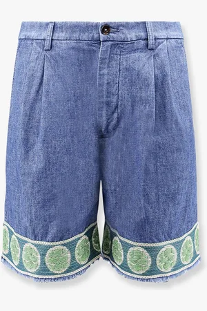 VALENTINO Denim shorts with embroidery on the bottom - - gender_Man