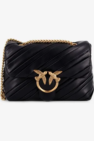 Pinko Plissé leather shoulder bag with love birds buckle - - gender_Woman