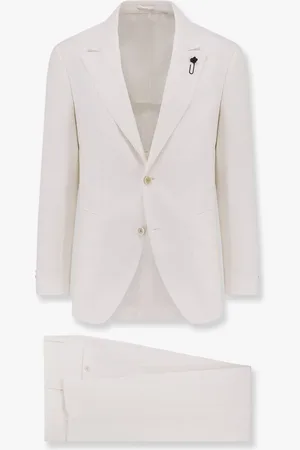 LARDINI Feeling linen suit with removable iconic brooch - - gender_Man