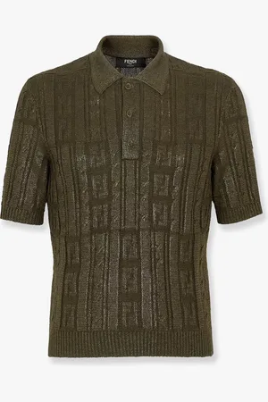 Fendi Braided wool polo shirt with ff details - - gender_Man
