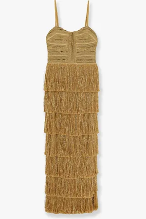 PATBO Long dress with embroidered courset and fringes - - gender_Woman