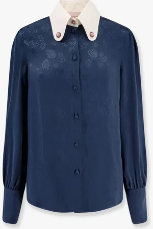 VALENTINO Printed silk shirt with jewel buttons detail - - gender_Woman