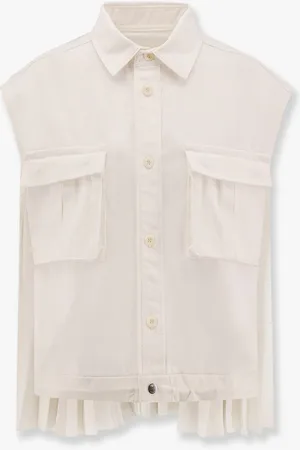 SACAI Cotton shirt with pleated insert on the back - - gender_Woman