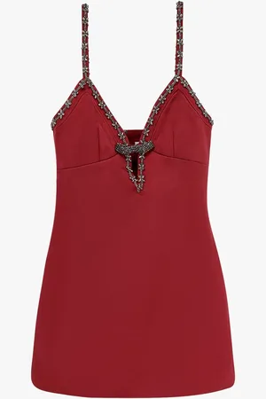 Self-Portrait Satin mini dress with jewel details - - gender_Woman