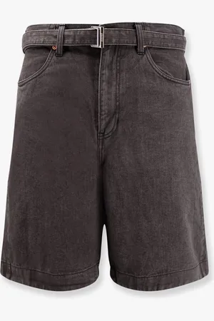 SACAI Black denim bermuda shorts with belt - - gender_Man