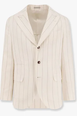 Brunello Cucinelli Pinstripe cotton and linen blend blazer - - gender_Man
