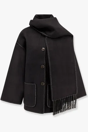 Totême Wool blend coat with embroidery and scarf - - gender_Woman