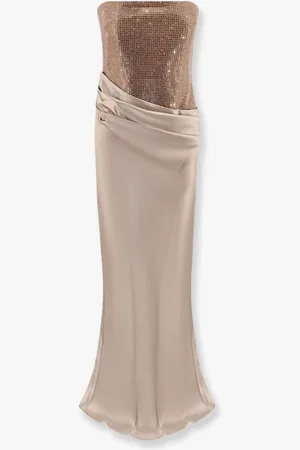 Retrofete Alexandra satin long dress with rhinestones trimming - - gender_Woman