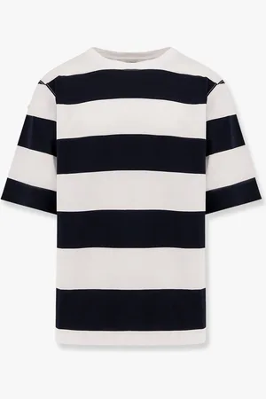 LANEUS Striped cotton t-shirt with logo embroidery on the front - - gender_Man