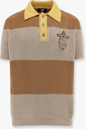 Fendi Striped cotton polo shirt with club coat of arms - - gender_Man