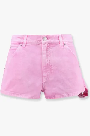 Pinko Denim shorts with leather logo patch - - gender_Woman