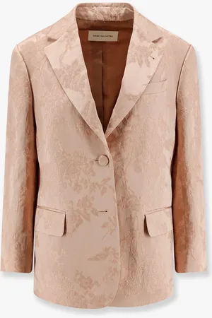 DRIES VAN NOTEN Jacquard linen blend blazer with floral motif - - gender_Woman