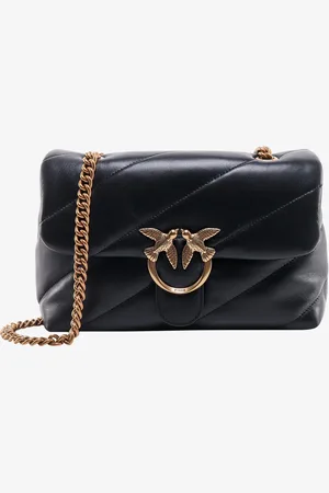 Pinko Matelassé leather shoulder bag with iconic love birds buckle - - gender_Woman