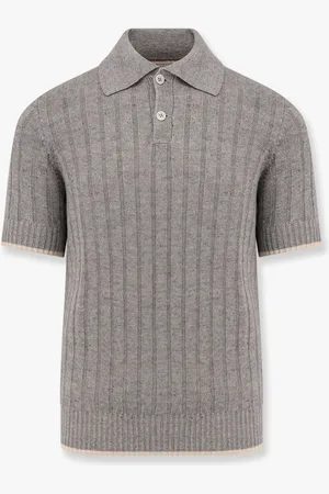 Brunello Cucinelli Ribbed linen and cotton polo shirt - - gender_Man